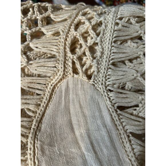 Gauze crochet dress/swim cover sheer fabric asymmetric hem Bohemian Cottage core - Picture 6 of 6